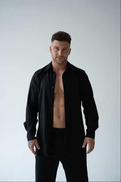 CZARNA KOSZULA MĘSKA | RYDELiNE MEN