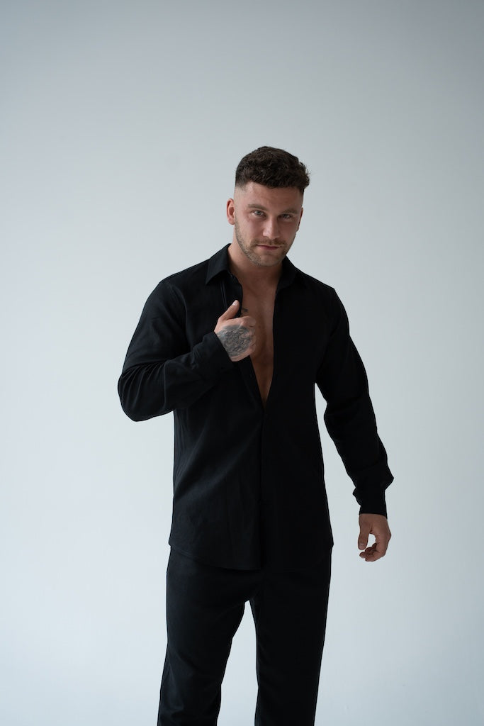 CZARNA KOSZULA MĘSKA | RYDELiNE MEN