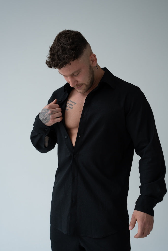 CZARNA KOSZULA MĘSKA | RYDELiNE MEN