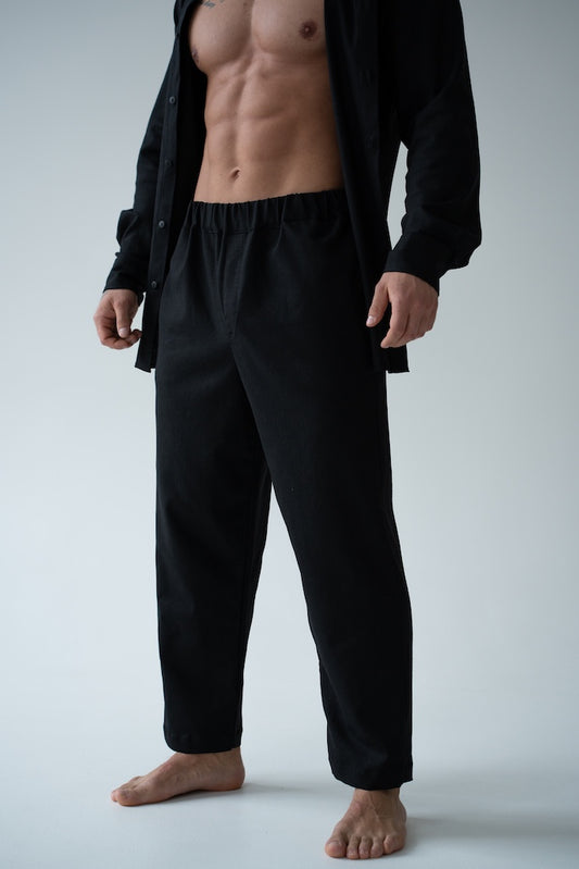 CZARNE SPODNIE MĘSKIE | RYDELiNE MEN