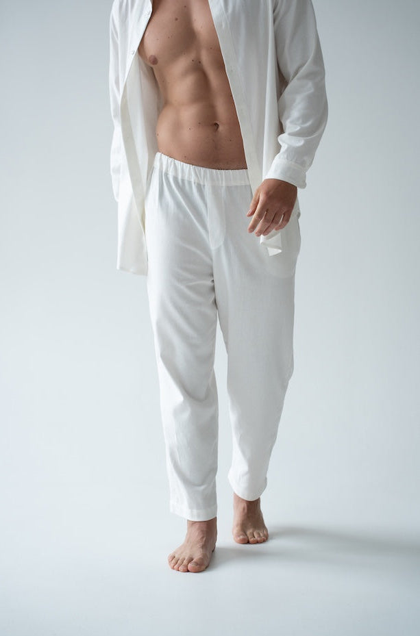 BIAŁE SPODNIE MĘSKIE | RYDELiNE MEN