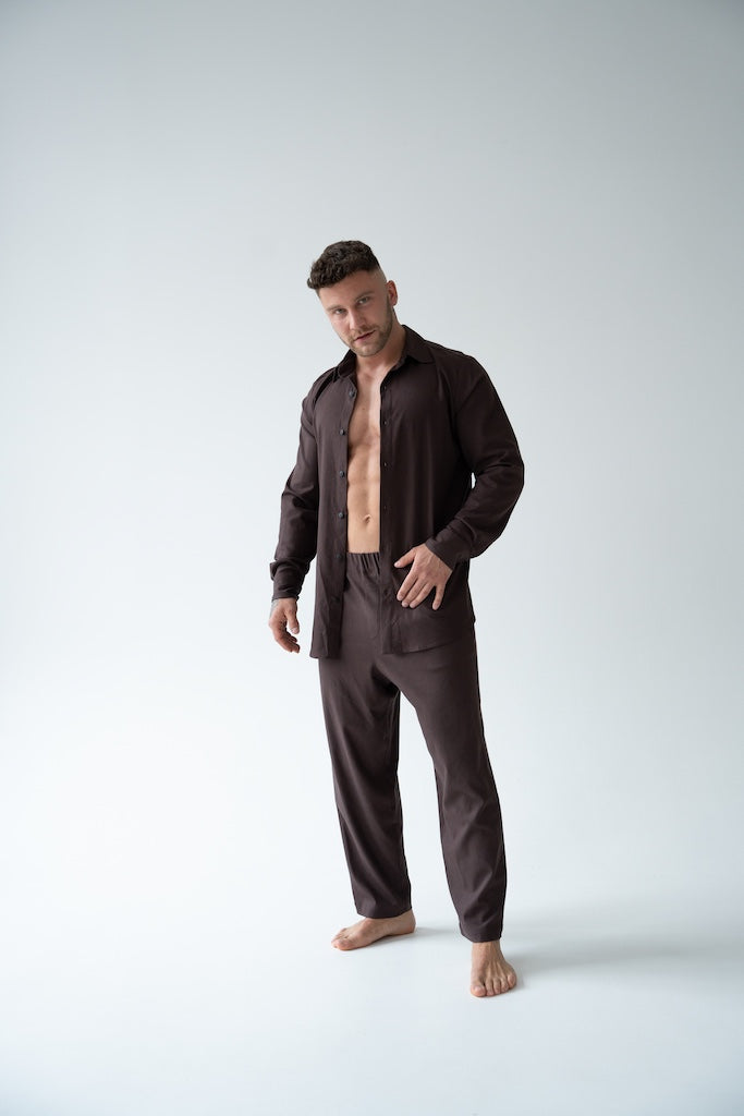 BRĄZOWA KOSZULA MĘSKA | RYDELiNE MEN