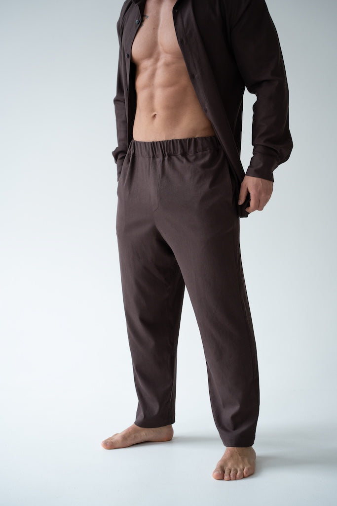 BRĄZOWE SPODNIE MĘSKIE | RYDELiNE MEN