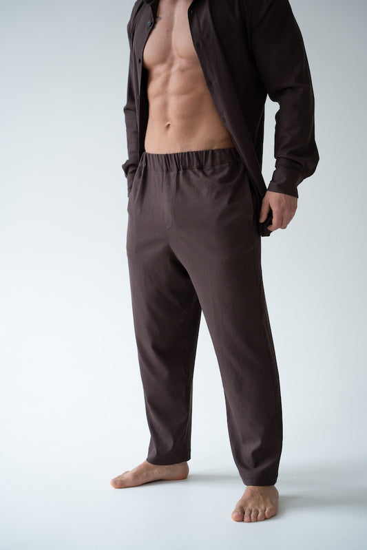 BRĄZOWE SPODNIE MĘSKIE | RYDELiNE MEN