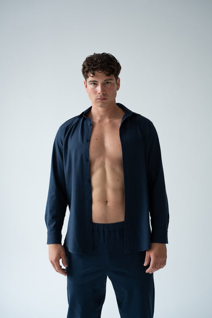 GRANATOWA KOSZULA MĘSKA | RYDELiNE MEN