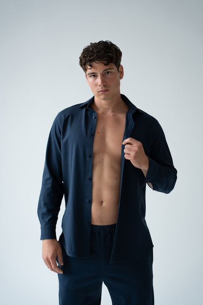 GRANATOWA KOSZULA MĘSKA | RYDELiNE MEN