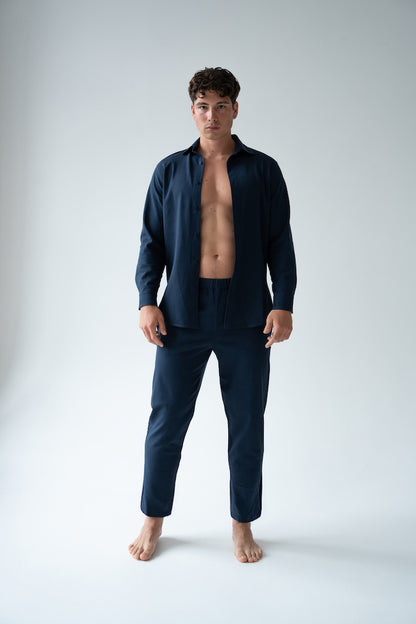 GRANATOWE SPODNIE MĘSKIE | RYDELiNE MEN