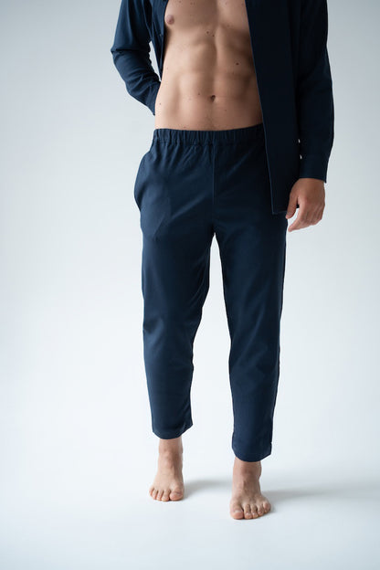 GRANATOWE SPODNIE MĘSKIE | RYDELiNE MEN