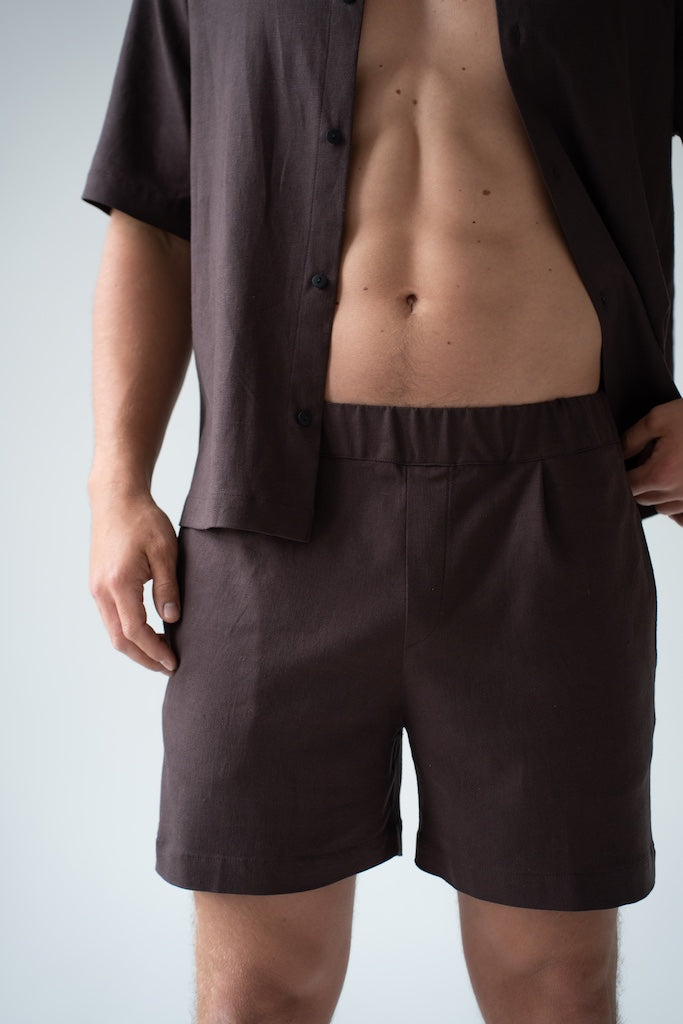 BRĄZOWE SPODENKI MĘSKIE | RYDELiNE MEN